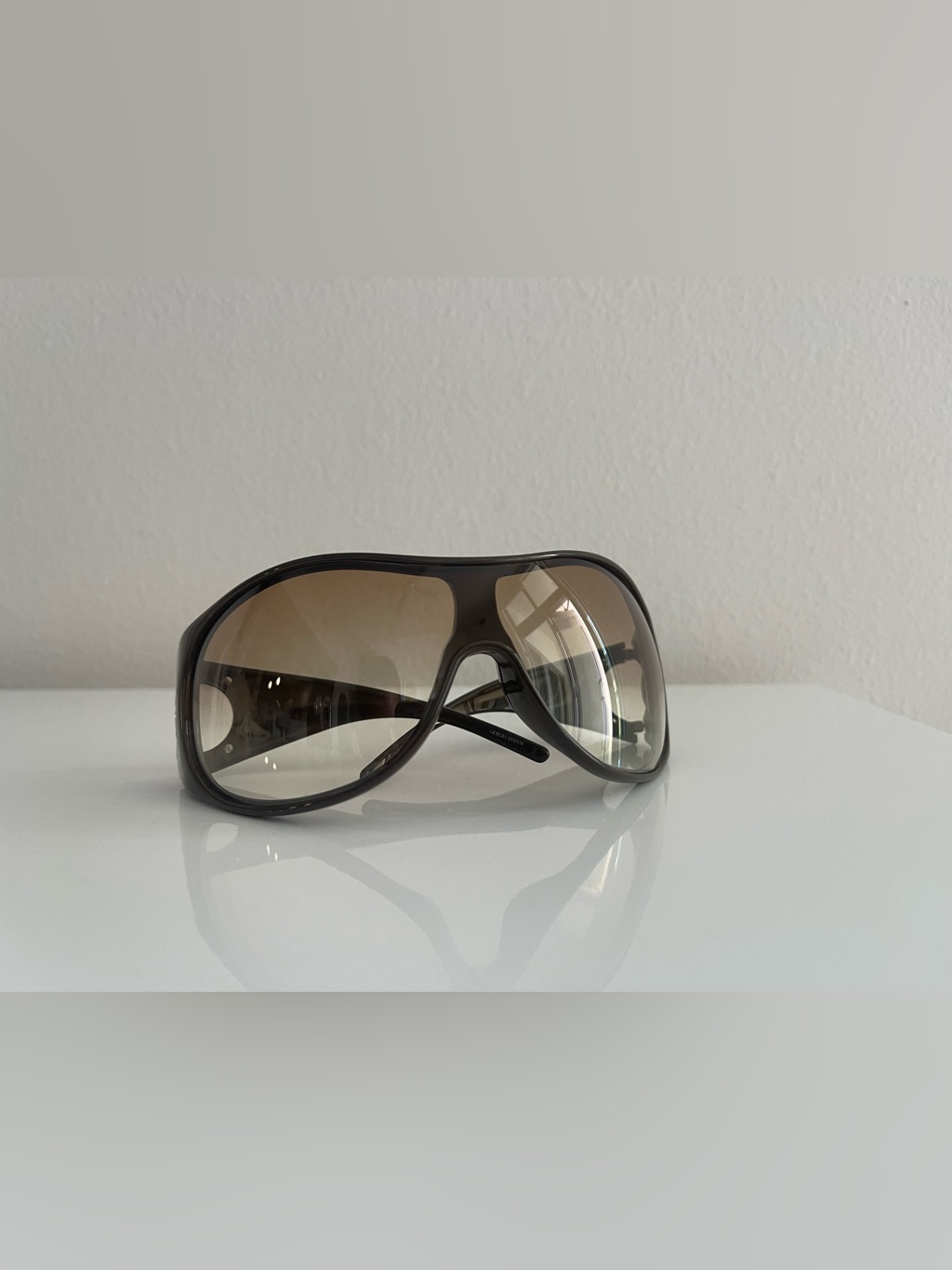 Giorgio Armani Brown Gradient Shield Sunglasses